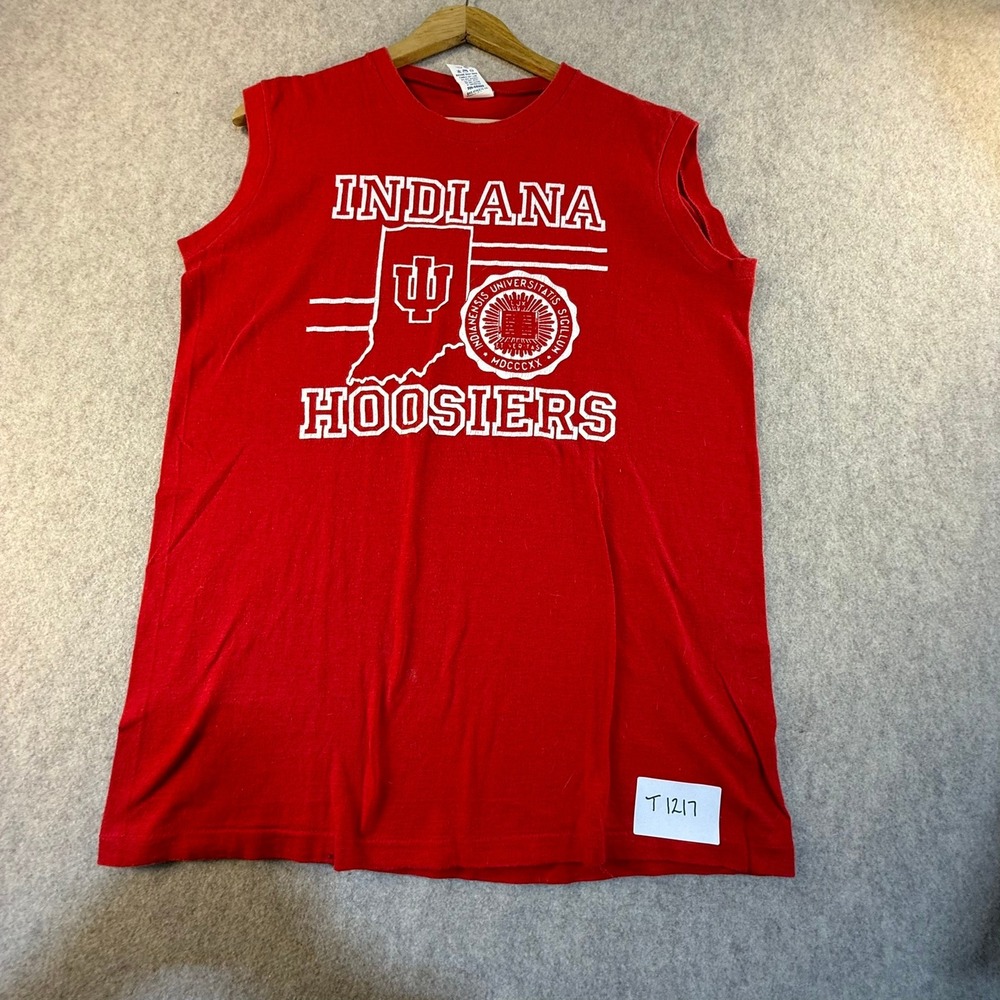 Vintage Bike‎ Indiana Hoosiers Sleeveless T-Shirt Mens Large Red Made in USA IU